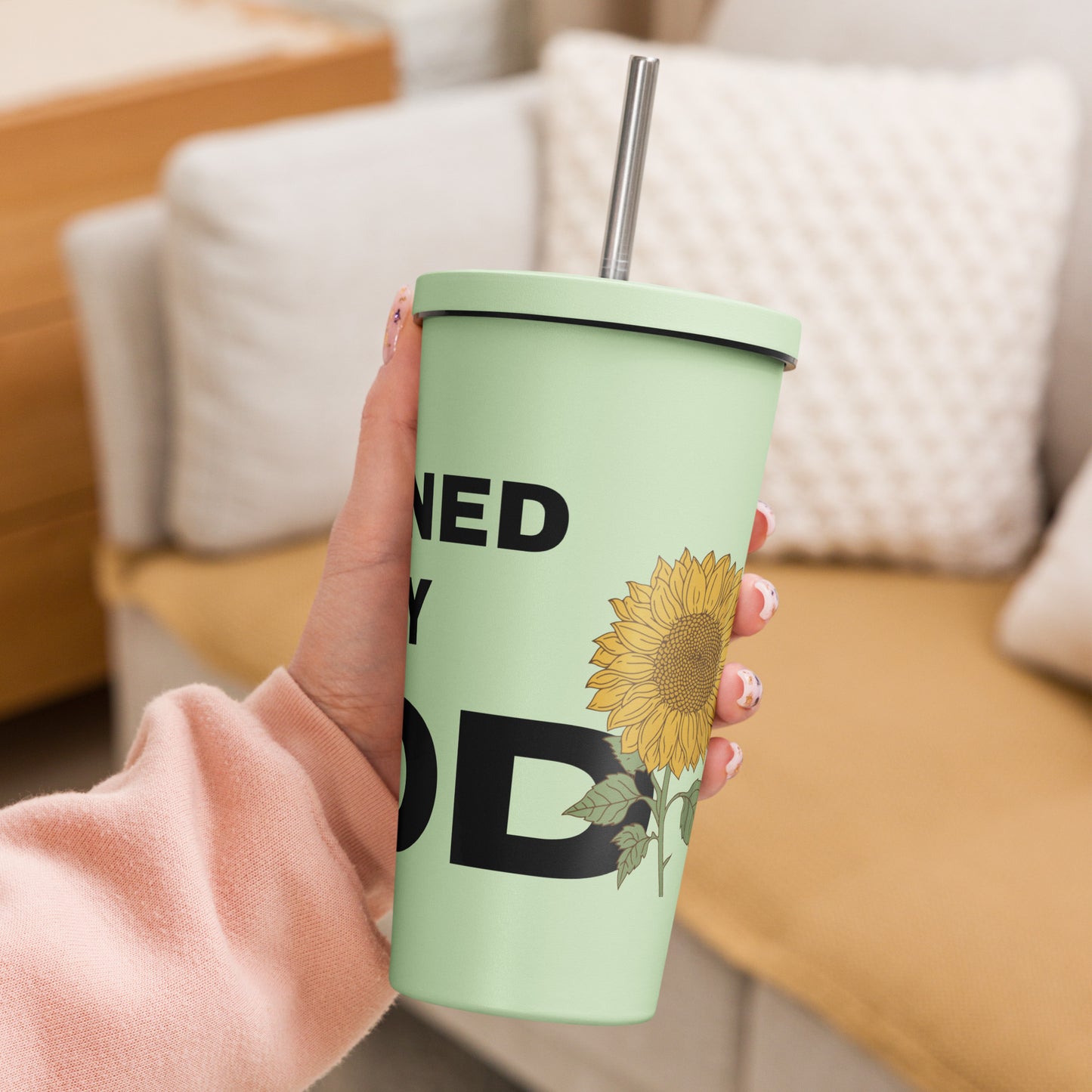 Defined By God Insulated tumbler with a straw