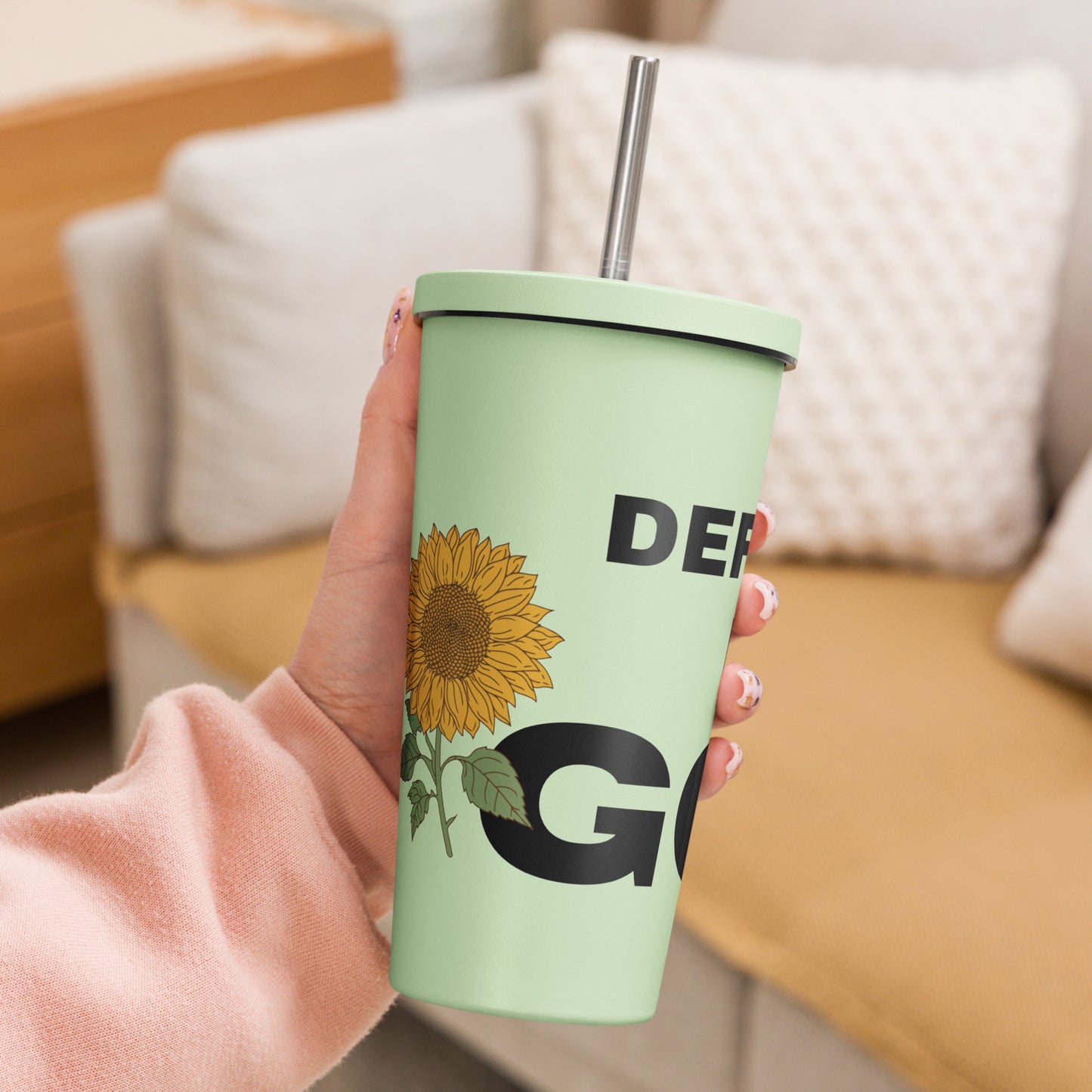 Defined By God Insulated tumbler with a straw