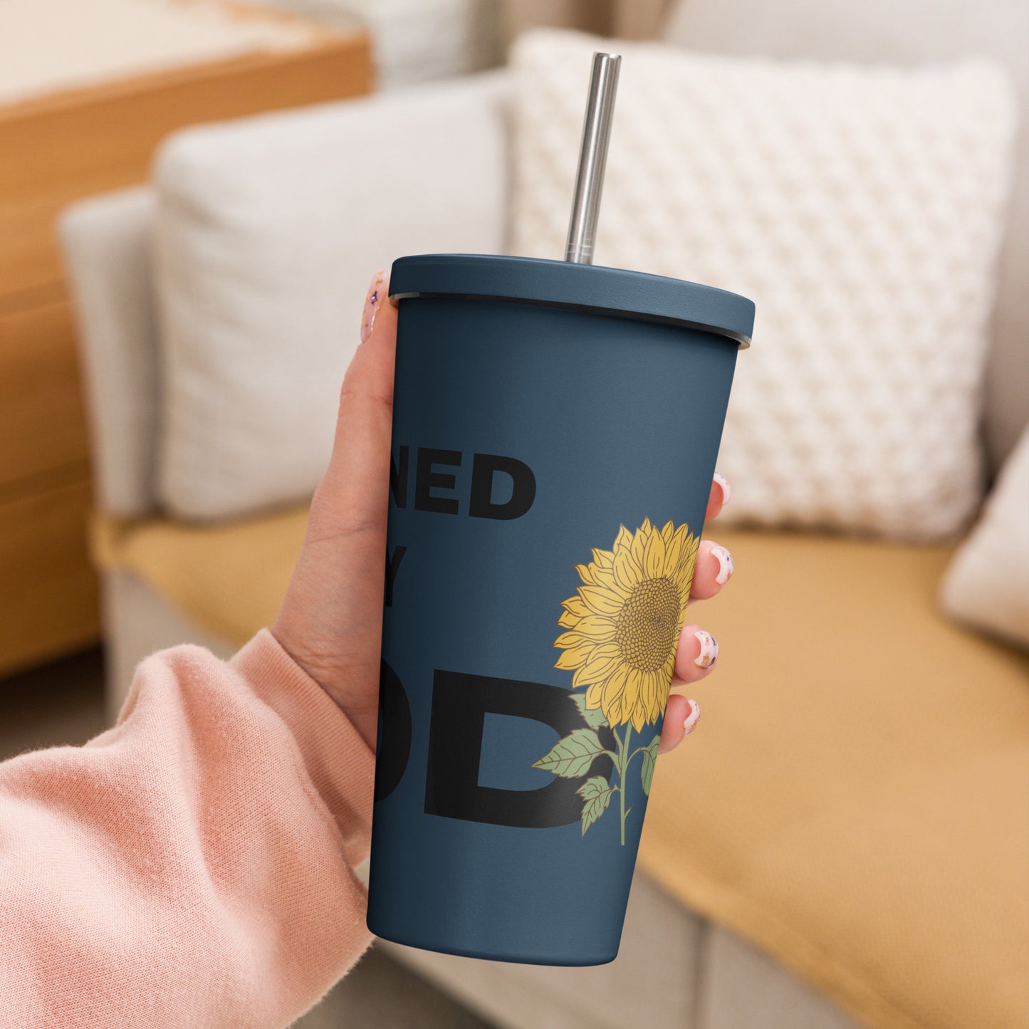 Defined By God Insulated tumbler with a straw