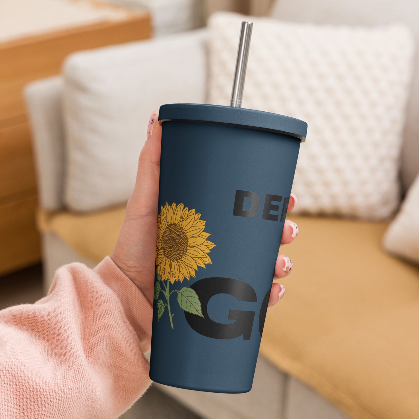 Defined By God Insulated tumbler with a straw