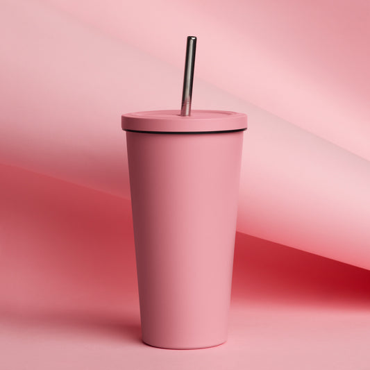 Love More Tumbler with a straw