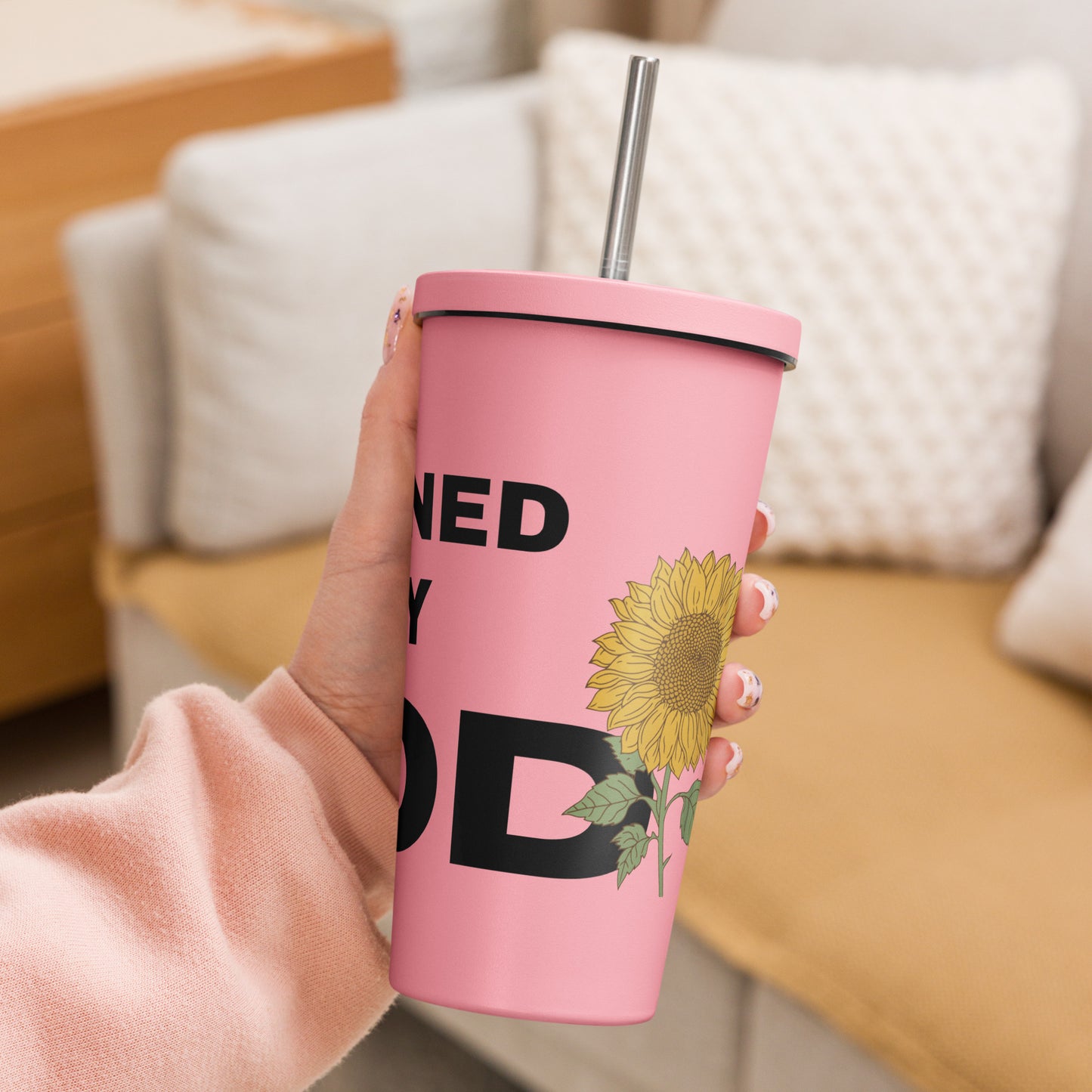 Defined By God Insulated tumbler with a straw