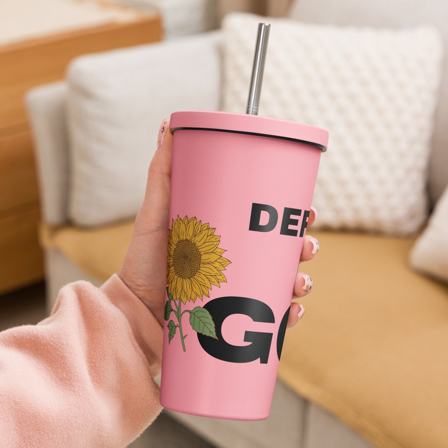 Defined By God Insulated tumbler with a straw