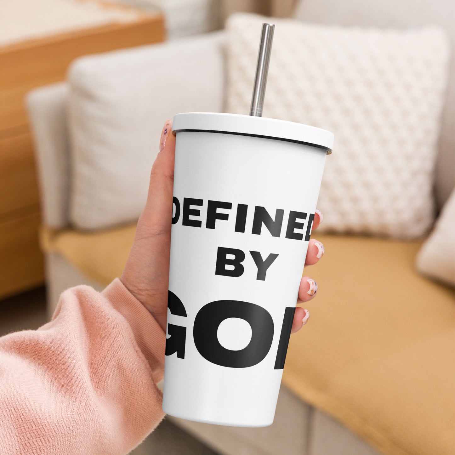 Defined By God Insulated tumbler with a straw