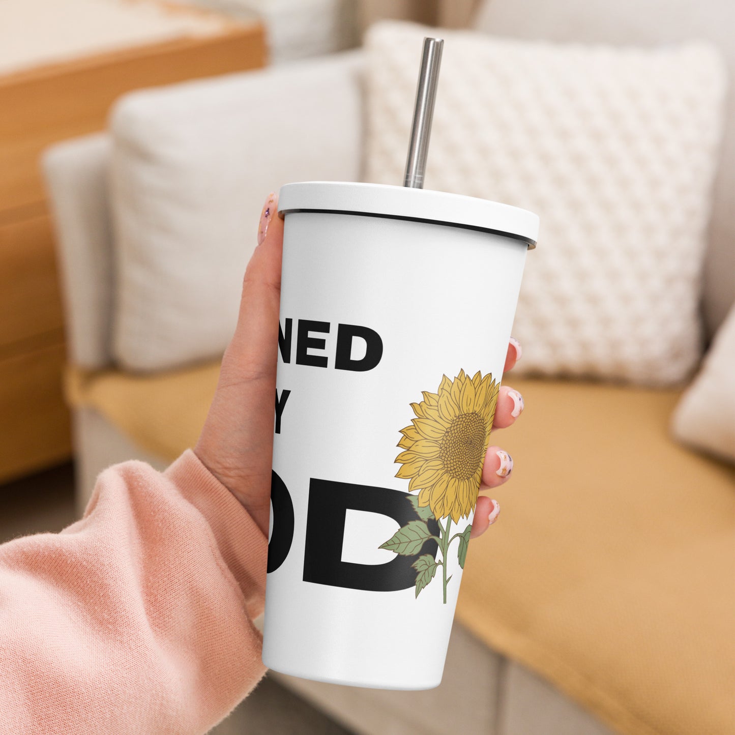 Defined By God Insulated tumbler with a straw