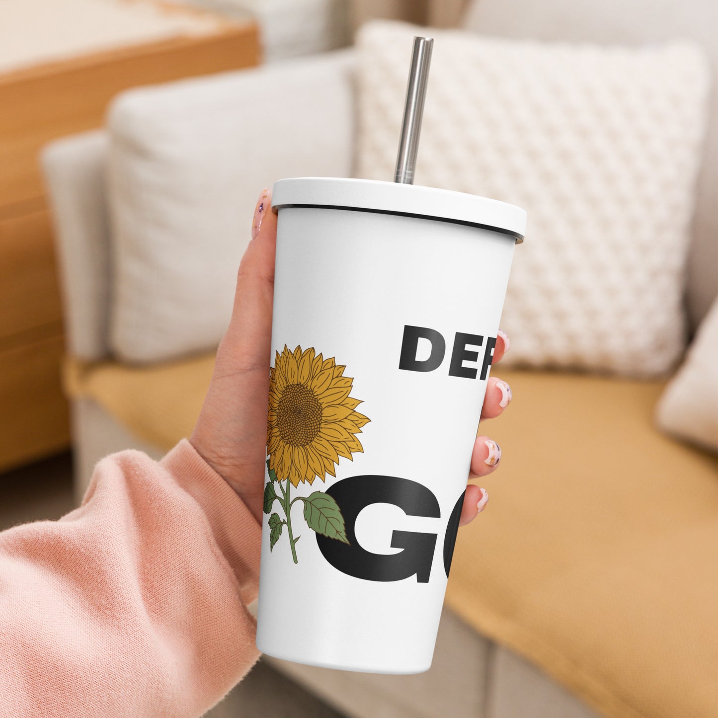 Defined By God Insulated tumbler with a straw